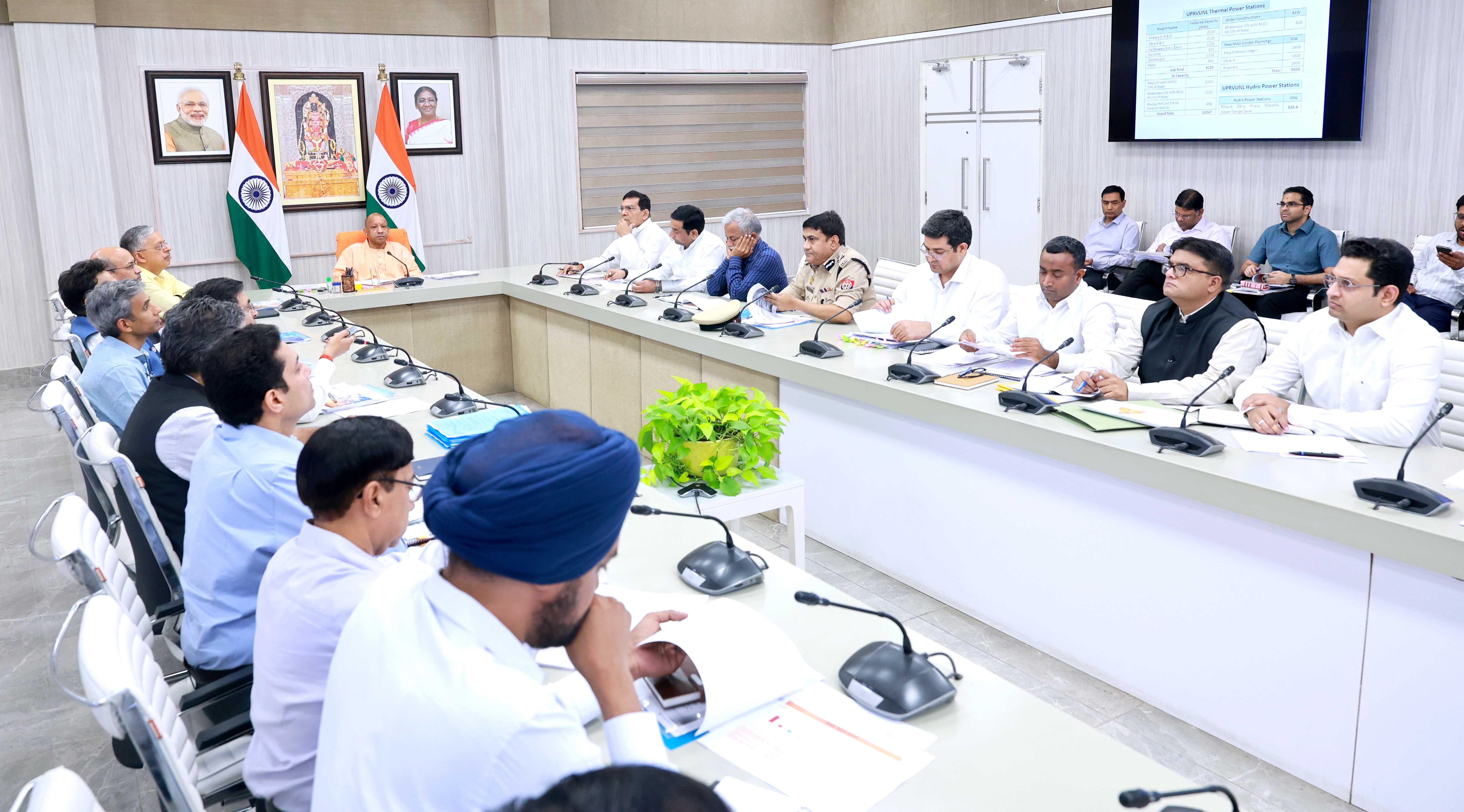 Honorable Chief Minister Yogi Adityanath holding a meeting of the Energy Department at his official residence, 5-Kalidas Marg, Lucknow, on April 9, 2026.