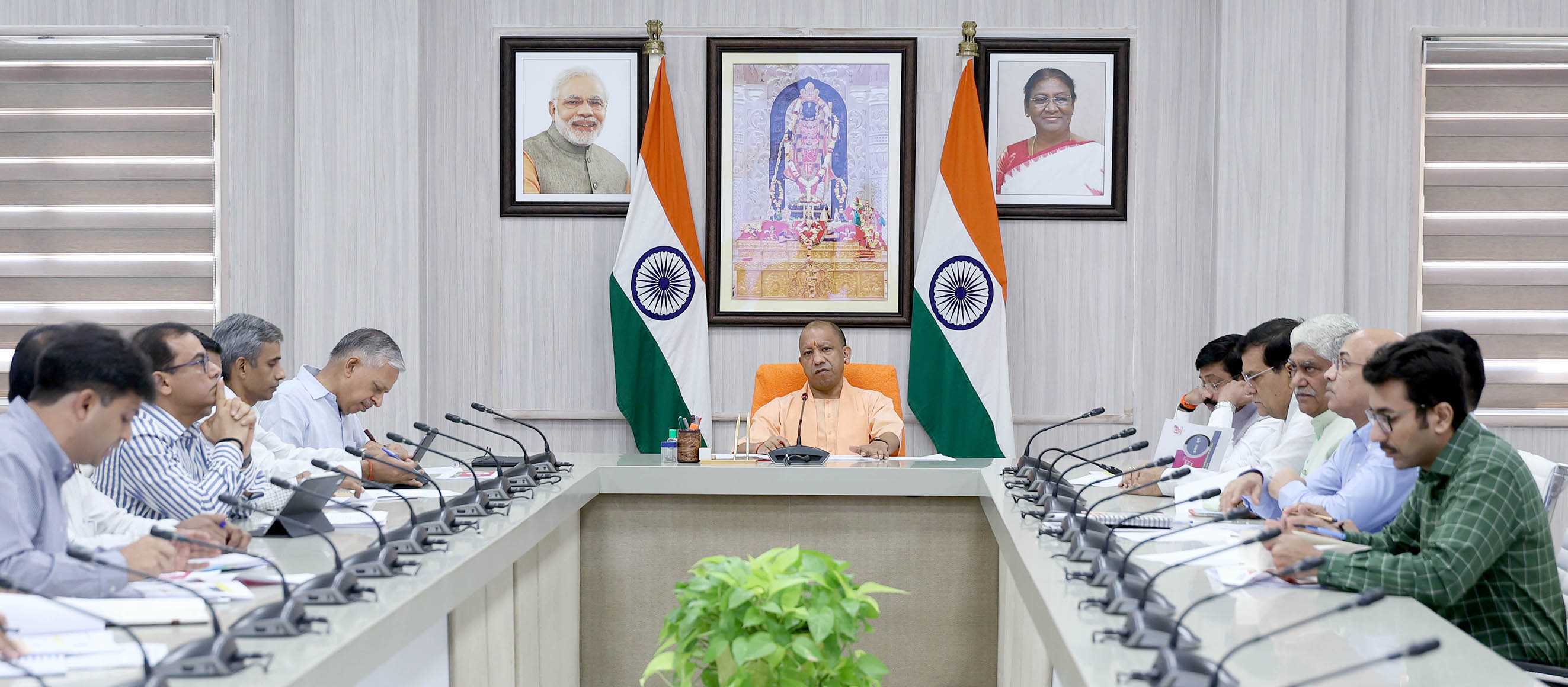 Hon'ble Chief Minister Yogi Adityanath Ji holding the Governing Body meeting of Invest UP at his official residence 5- Kalidas Marg, Lucknow on October 13, 2025.
