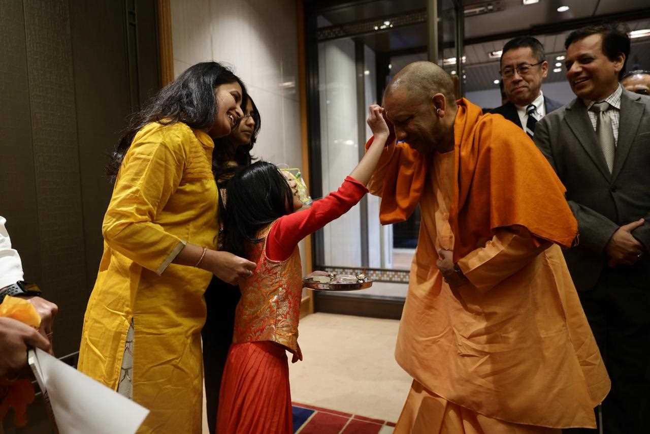 NRIs welcoming Hon'ble Chief Minister Yogi Adityanath on his arrival in Tokyo, Japan on February 25, 2026.
