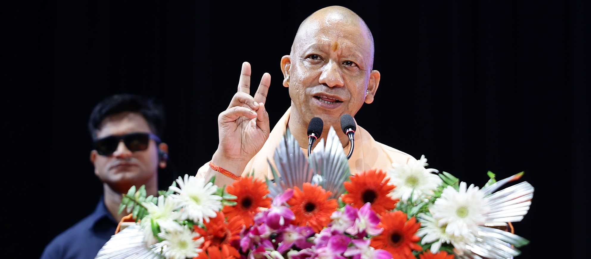 Hon'ble Chief Minister Yogi Adityanath ji addressing the launch programme of 'Lokmata Ahilyabai Matrishakti Yatra' scheme, which provides free bus travel facility to women of 60 years and above in Uttar Pradesh, at Indira Gandhi Pratishthan, Lucknow on August 26, 2026.