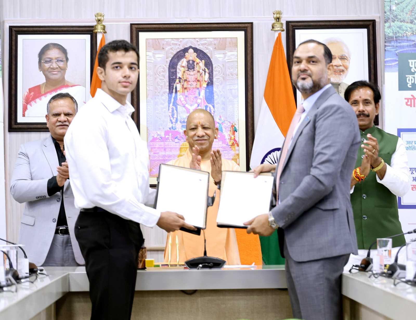 Hon'ble Chief Minister Yogi Adityanath ji on the occasion of MoU signing and exchange program between State Government (UPDASP) and Google and Networks for Humanity, ITC, Aquabridge under UP Agri Scheme at his official residence 5-Kalidas Marg, Lucknow on August 26, 2026.