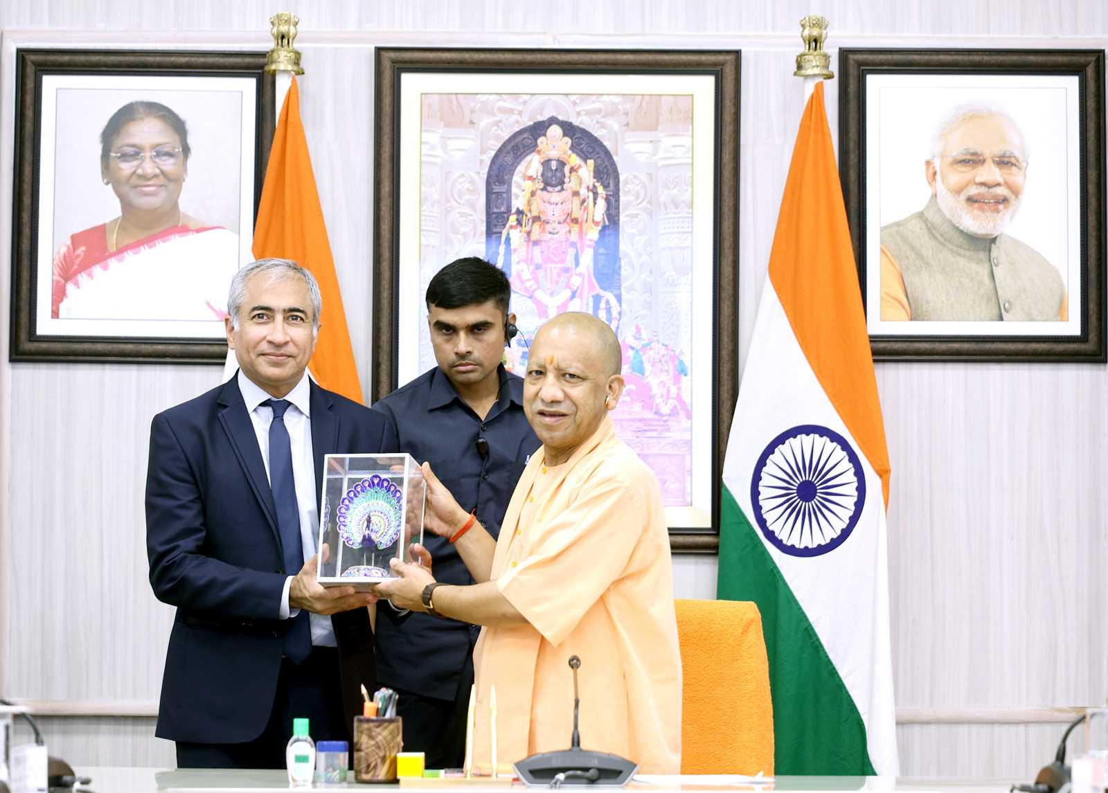 Hon'ble Chief Minister Yogi Adityanath ji on the occasion of MoU signing and exchange program between State Government (UPDASP) and Google and Networks for Humanity, ITC, Aquabridge under UP Agri Scheme at his official residence 5-Kalidas Marg, Lucknow on August 26, 2026.